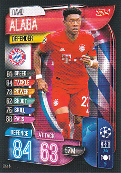 David Alaba Bayern Munchen 2019/20 Topps Match Attax CL #BAY6